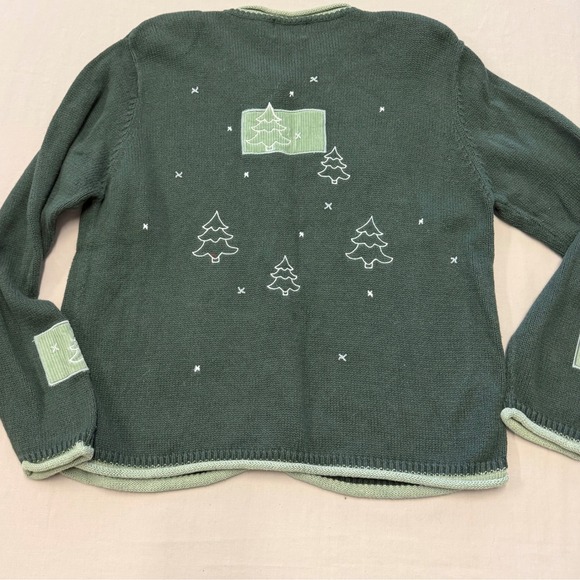 Christopher Banks Christmas Tree Cardigan Sweater Womens Large‎ Green Holiday - Picture 5 of 9